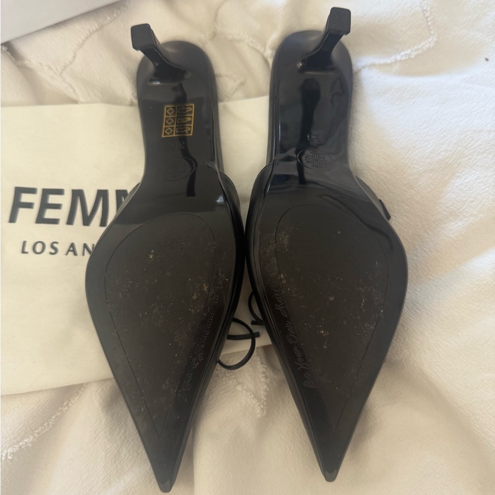 Femme Los Angeles Black Pointed Louis Slipper Black Size 6 - Picture 3 of 7